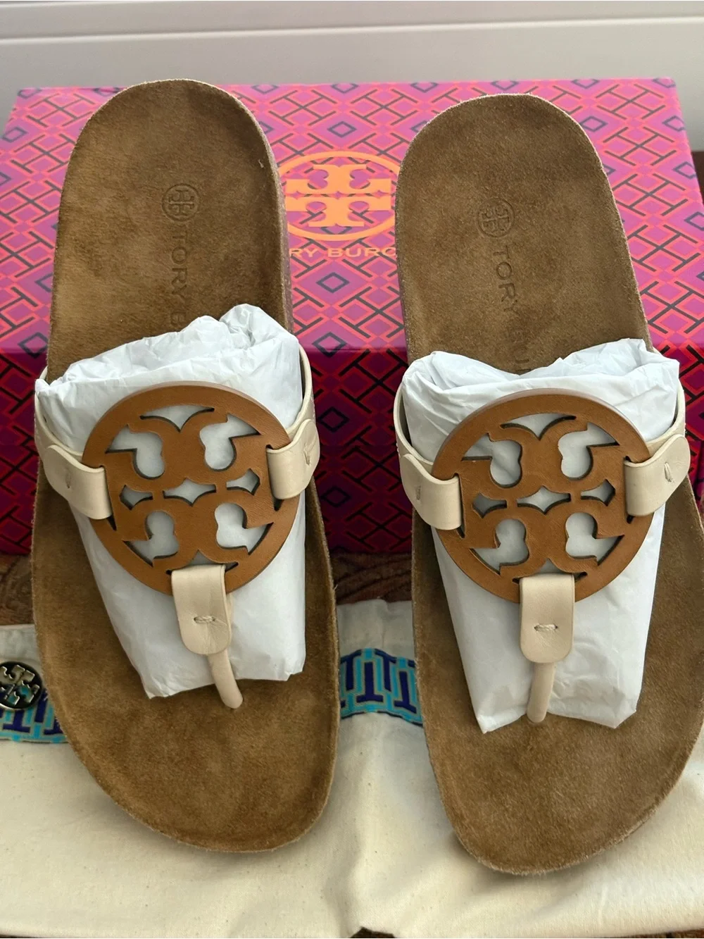 Tory Burch Miller Cloud Goat Leather/Cork Sandal Size 7  NIB